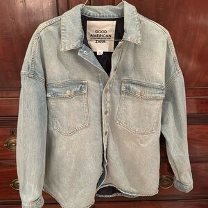 Good American Light Wash Denim Jacket - Pale Blue